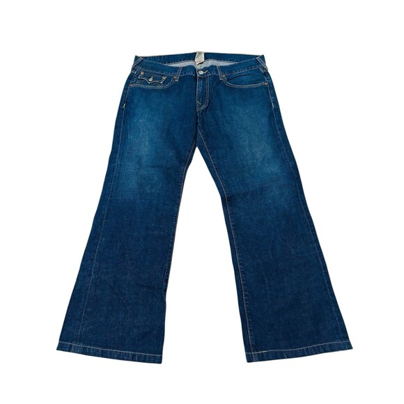 True Religion Men's Blue Jeans, Size 38 With Detailed Pockets In The Back - Picture 2 of 10